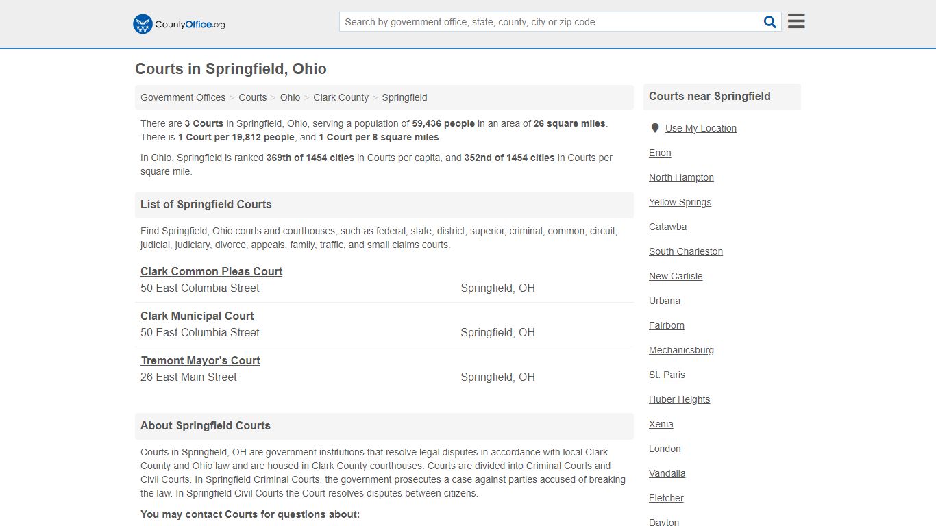 Courts - Springfield, OH (Court Records & Calendars)