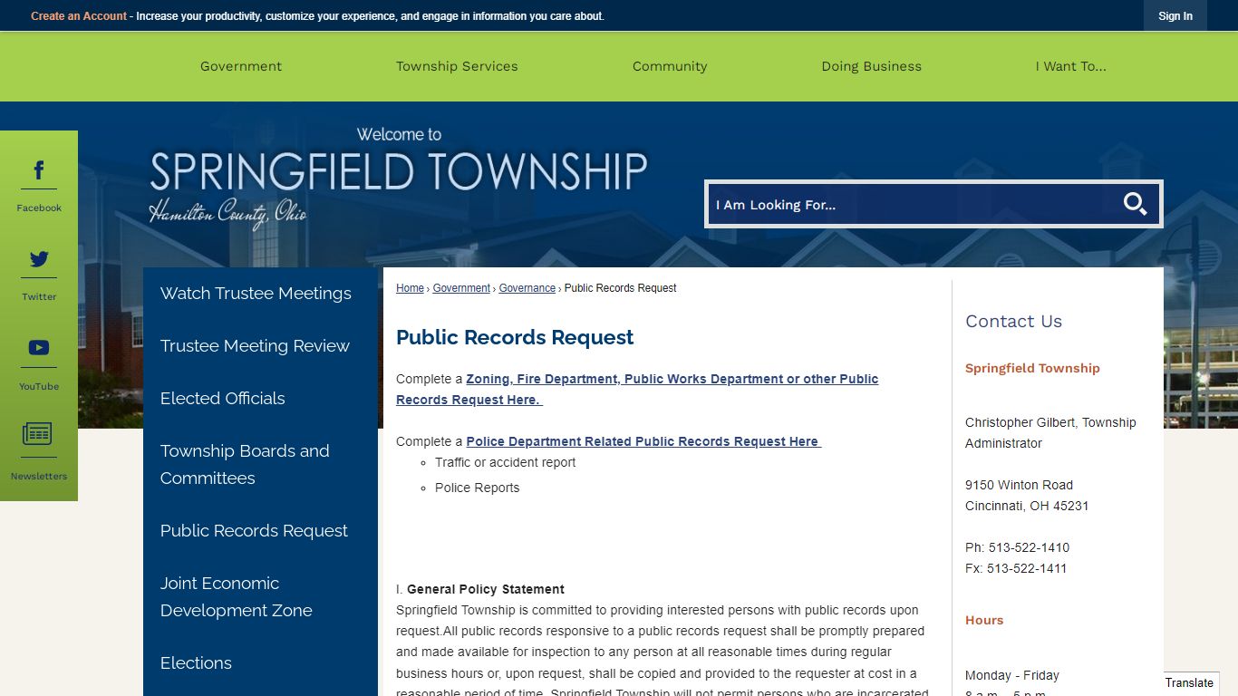 Public Records Request | Springfield Township, OH ...